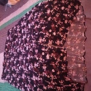 Black high/low skirt with white and pink flowers